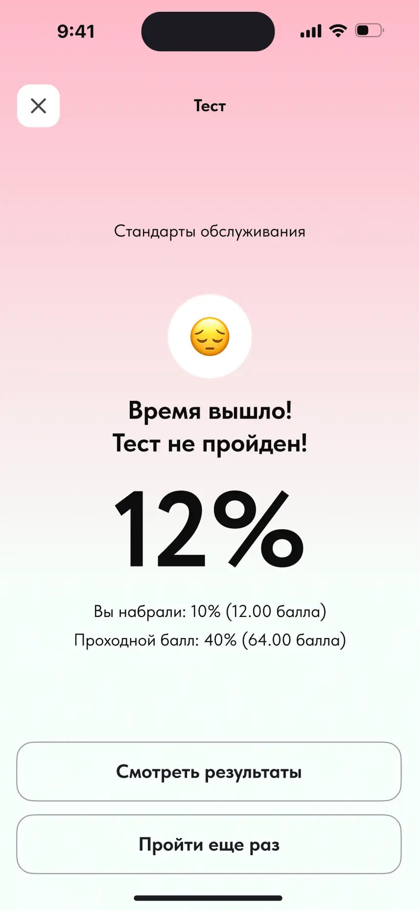 Результаты негатив